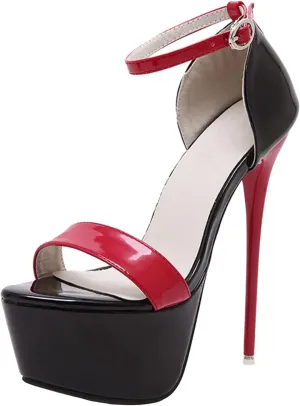 16CM/6.30IN Women's Fashion Classic Ankle Strap Heels Peep Toe Platform Buckle Strappy High Heels Sandals Court Shoes Pole Dancer Stripper Party Dress Evening