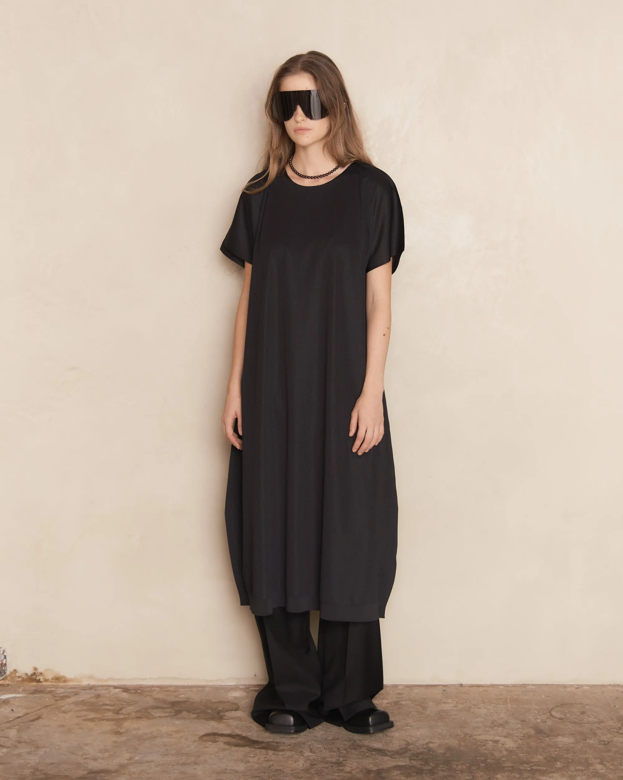 Black A-POC Form Short Sleeve Dress