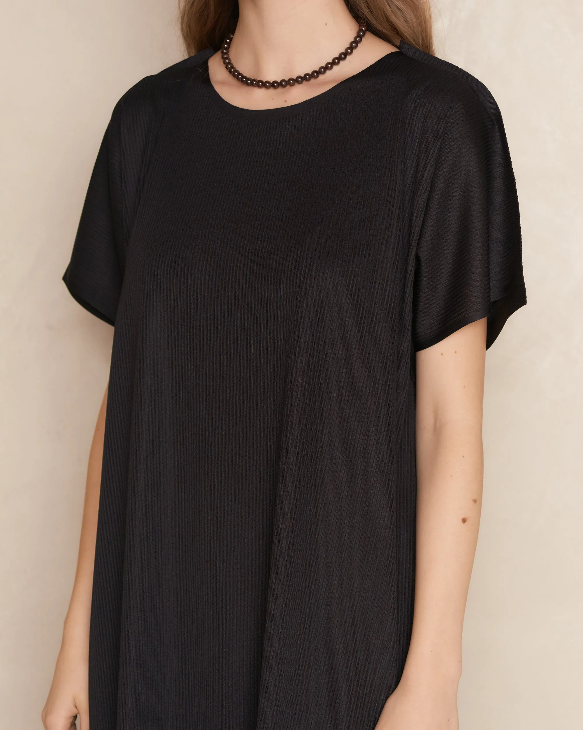 Black A-POC Form Short Sleeve Dress