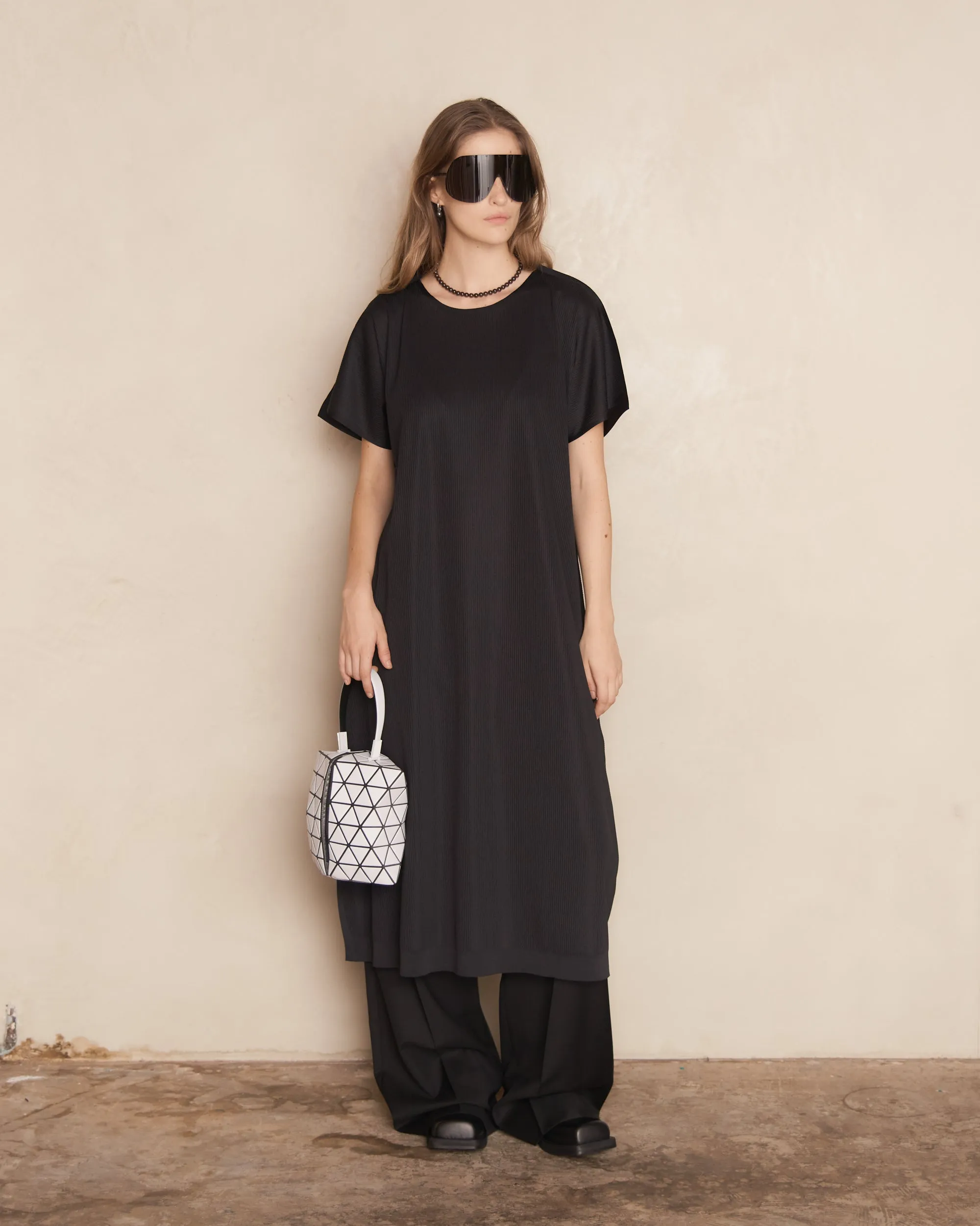 Black A-POC Form Short Sleeve Dress
