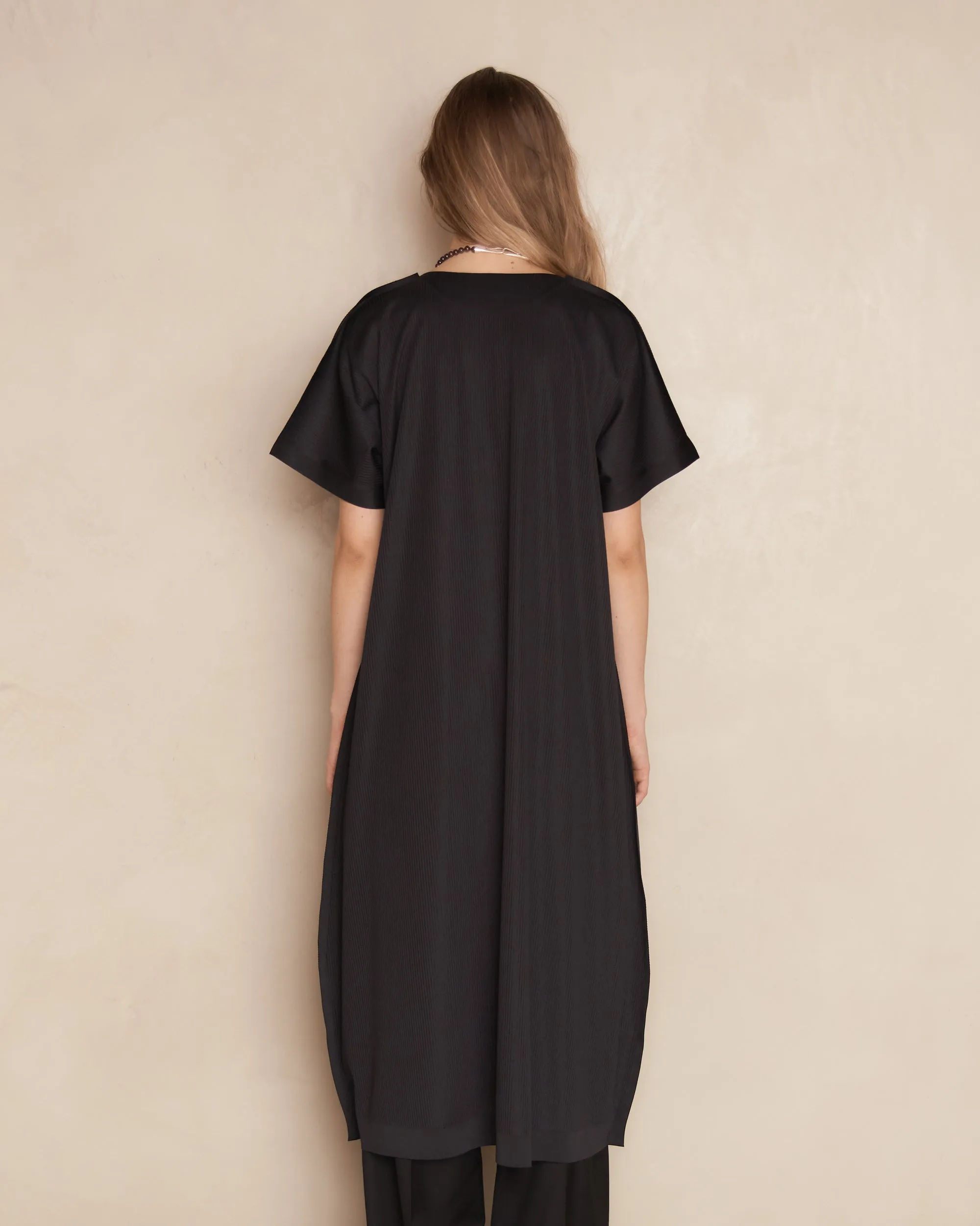 Black A-POC Form Short Sleeve Dress