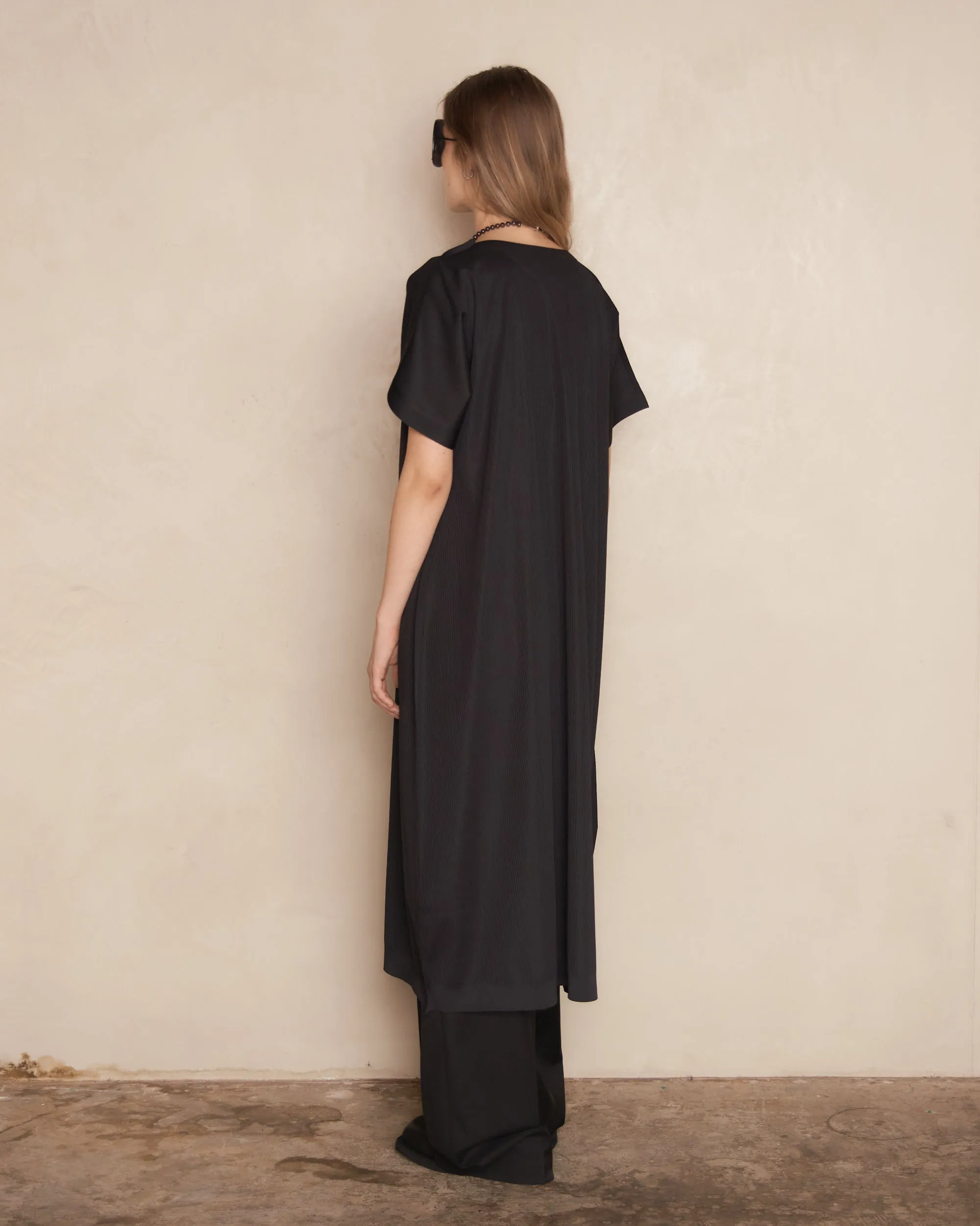 Black A-POC Form Short Sleeve Dress