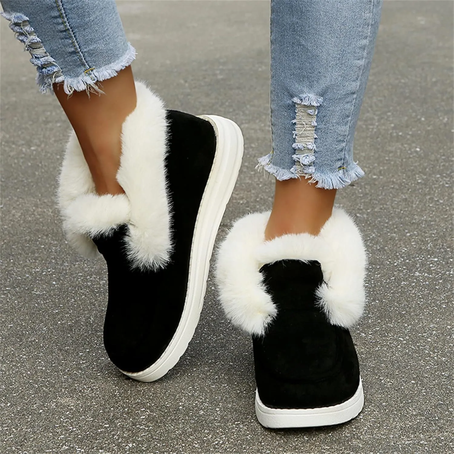 Cute Winter Boots For Women Fashion Snow Boots Warm Fur Lining Comfortable Fuzzy Ankle Booties Loafers Shoes 2024