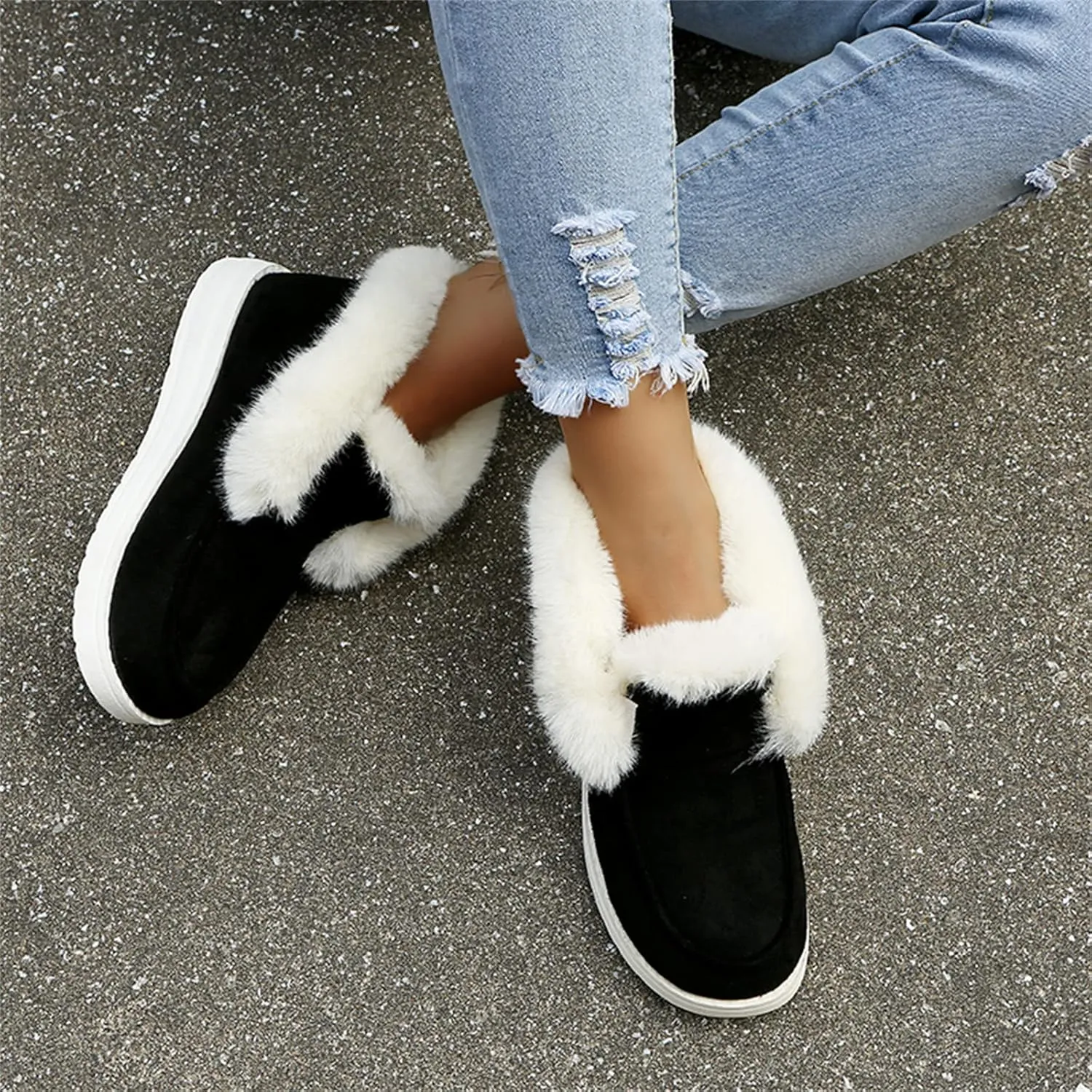 Cute Winter Boots For Women Fashion Snow Boots Warm Fur Lining Comfortable Fuzzy Ankle Booties Loafers Shoes 2024