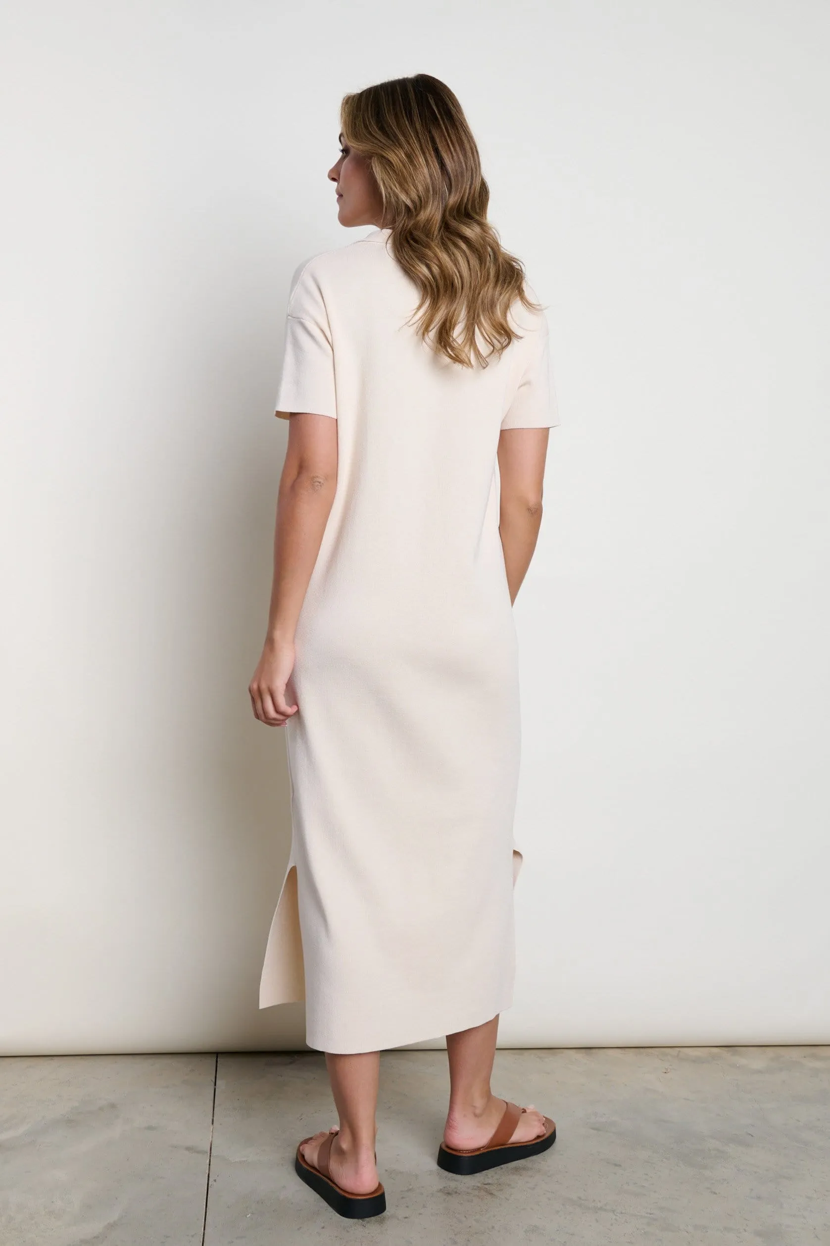 Elodie Collared Knit Dress - Cream