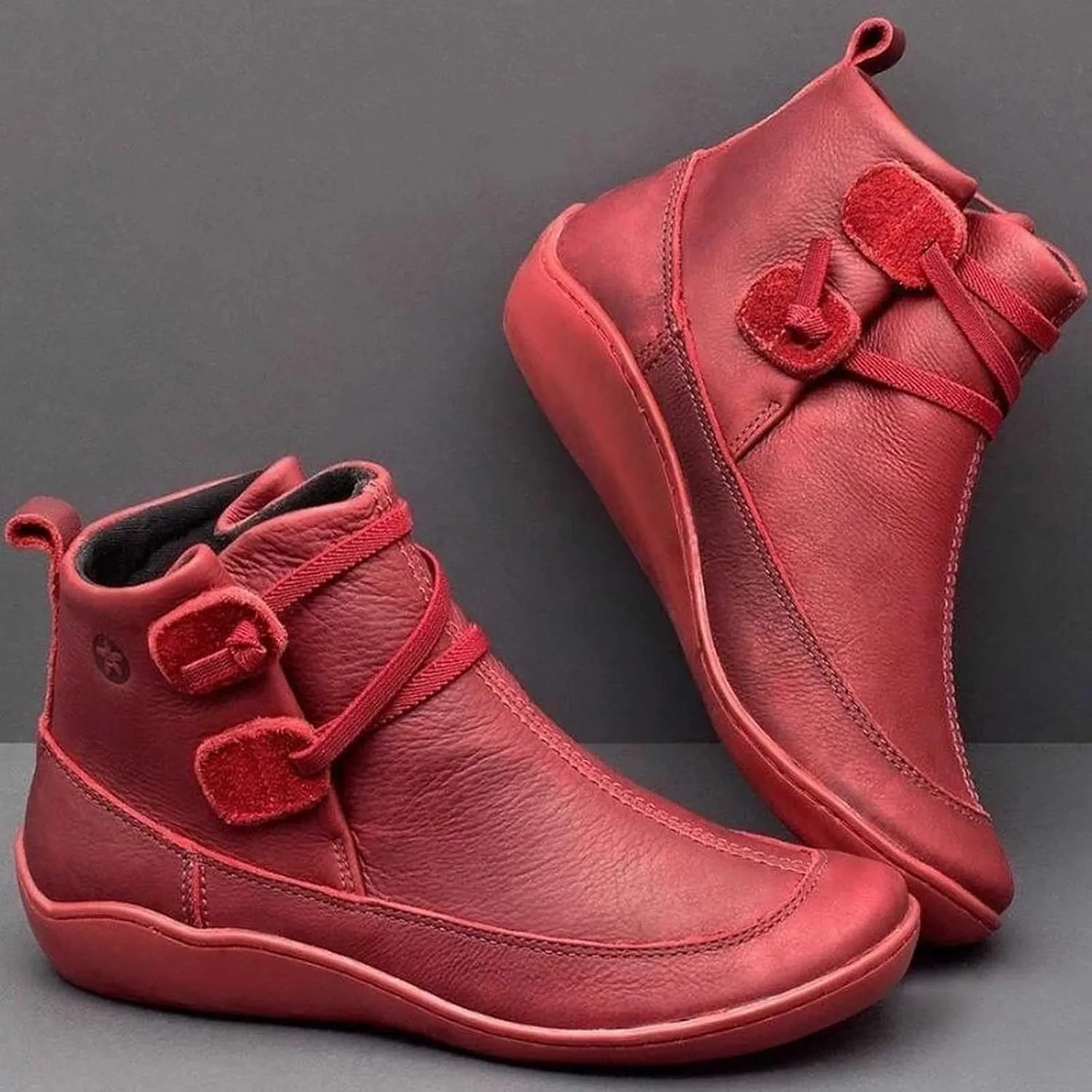Fall Boots Women Ankle Black Wedge Booties Short Boots for Women Flat Boot Laces Comfy Casual Closed Back Lace-up Round Toe Comfortable Low Heel