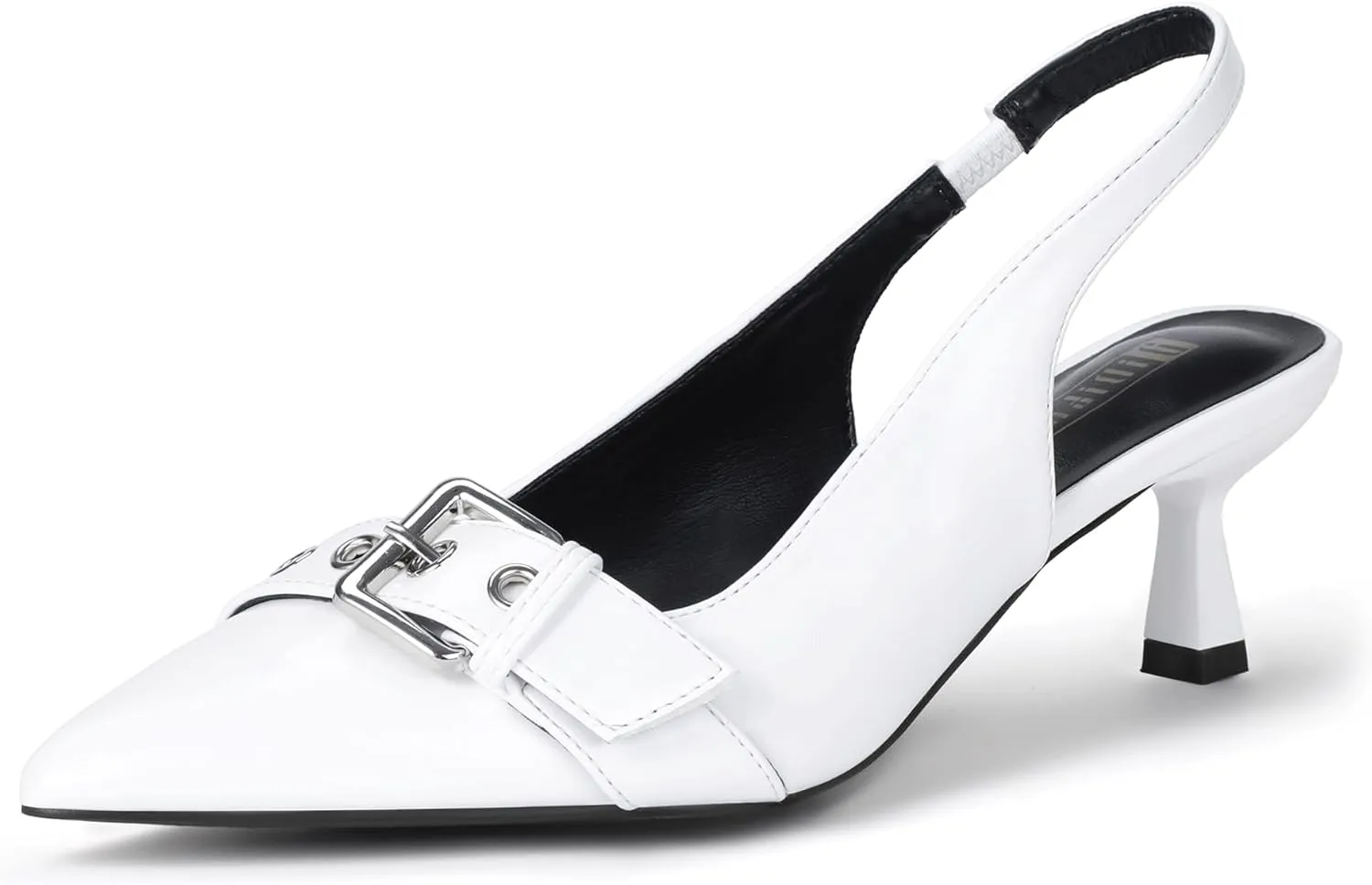 IDIFU IN2 Kitten Heels Slingback Closed Pointed Toe Low Short Heels Dress Shoes for Women Wedding Prom Office Bridal Formal Bridesmaid Bride Comfortable Dressy Cute Small Trendy Pumps Shoes