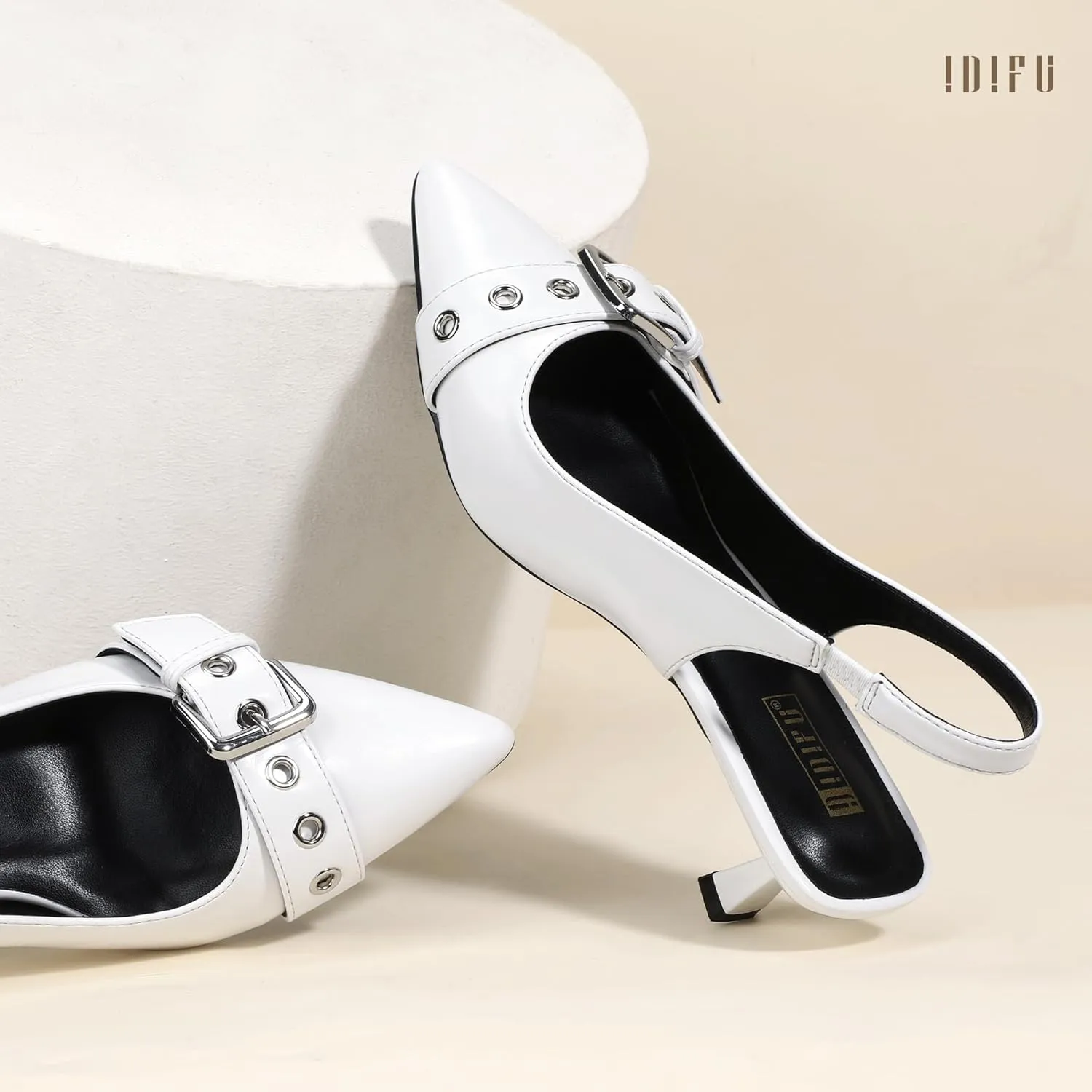 IDIFU IN2 Kitten Heels Slingback Closed Pointed Toe Low Short Heels Dress Shoes for Women Wedding Prom Office Bridal Formal Bridesmaid Bride Comfortable Dressy Cute Small Trendy Pumps Shoes