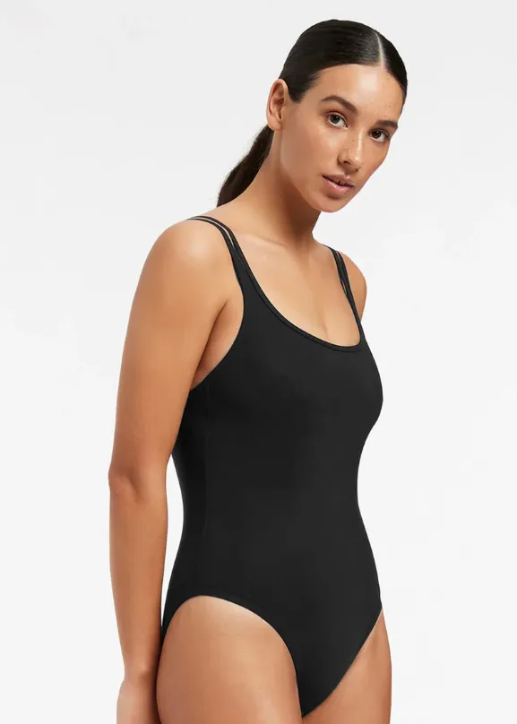 JETS Double Strap One Piece in Black