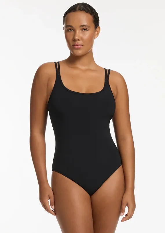 JETS Double Strap One Piece in Black