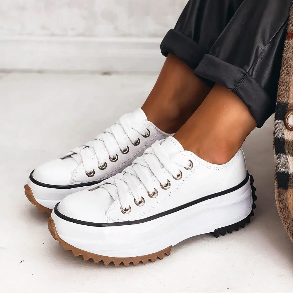 Leather platform sneakers