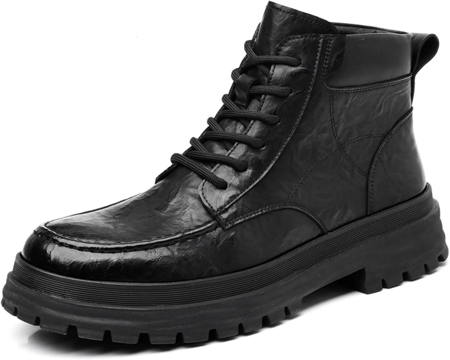 Men's Chukka Boots Lace Up Motorcycle Boots Non-Slip Sole Work Waterproof Dress Ankle Boots