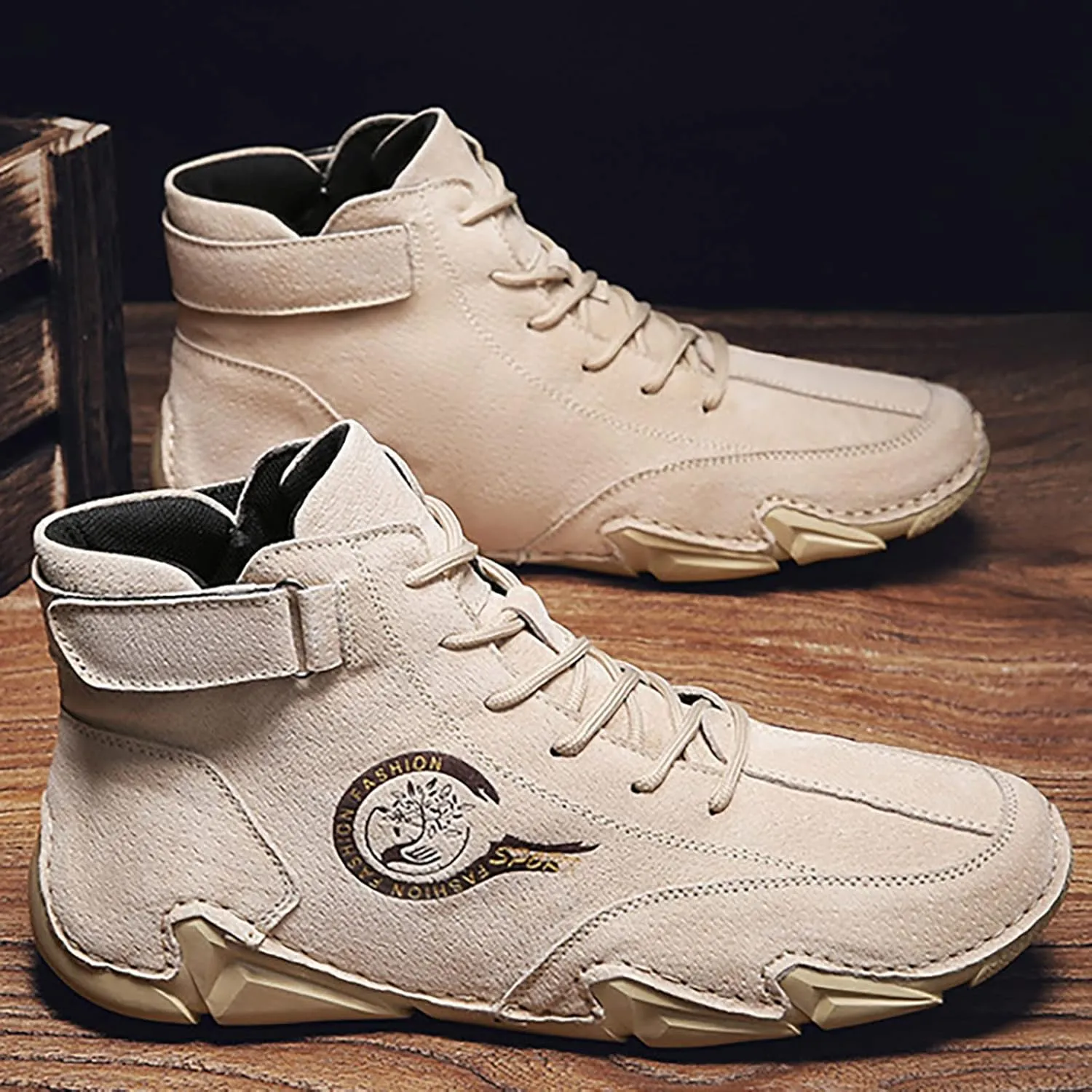 Men's High Top Hiking Shoes Lace Up Round Toe Athletic Sneaker Business Casual Shoes Comfort Formal Dress Shoe