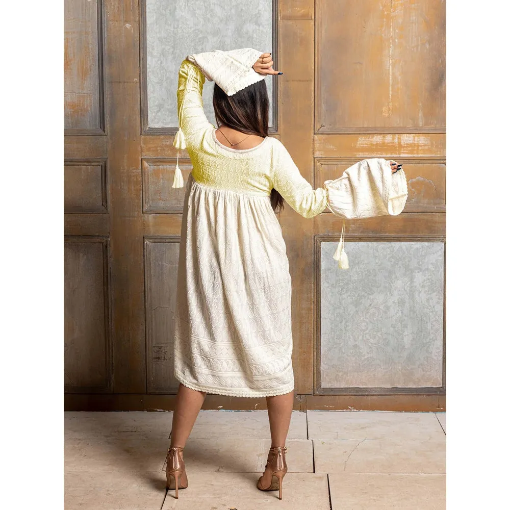 MONK & MEI Sayonee-Yellow Embroidered Dress