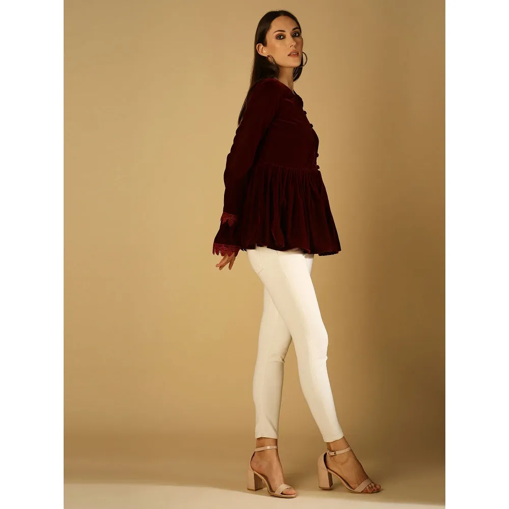 Monk & Mei Taj-Jacket-Maroon