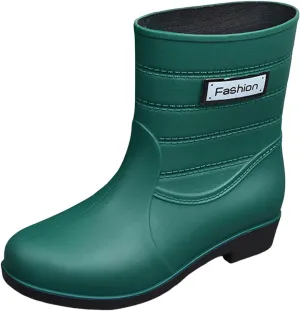 Rain Boots Women Waterproof Mid Calf Lightweight Cute Booties Fashion Work Comfortable Garden Shoes