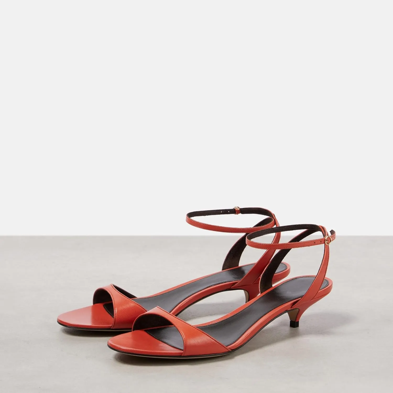 Round Open Toe Kitten Heels for Women Ankle Buckle Strap Backless Low Heeled Sandals Casual Comfortable Summer Dress Dance Pumps Shoes