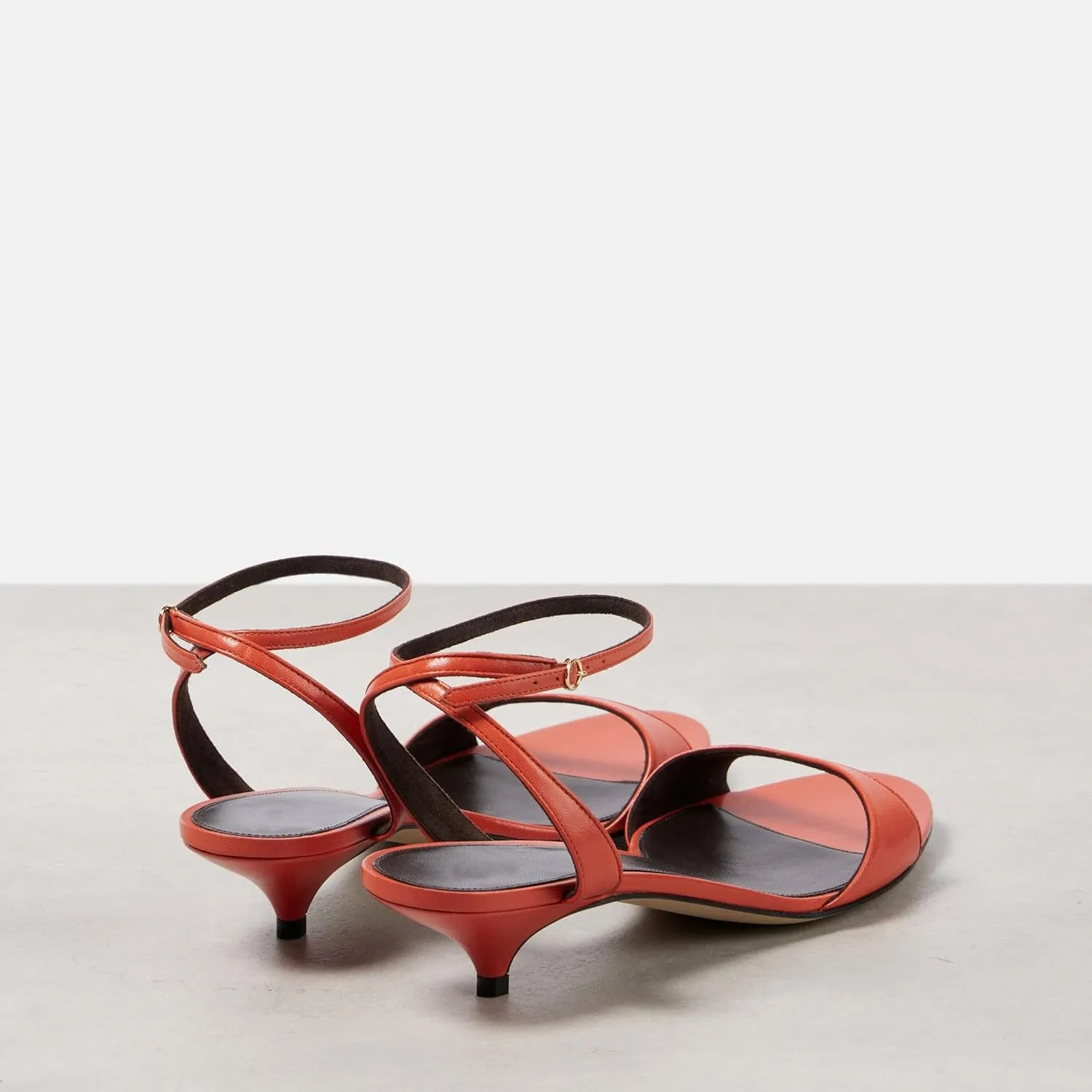 Round Open Toe Kitten Heels for Women Ankle Buckle Strap Backless Low Heeled Sandals Casual Comfortable Summer Dress Dance Pumps Shoes