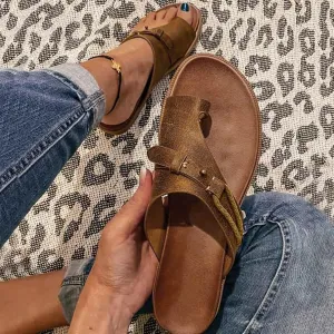 Sandals for Women Dressy,Womens Flat Sandals Open Toe Slippers Flip Flop Shoes Summer Casual Ankle Buckle Strap Sandal