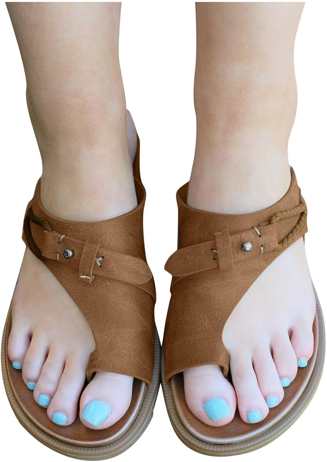 Sandals for Women Dressy,Womens Flat Sandals Open Toe Slippers Flip Flop Shoes Summer Casual Ankle Buckle Strap Sandal