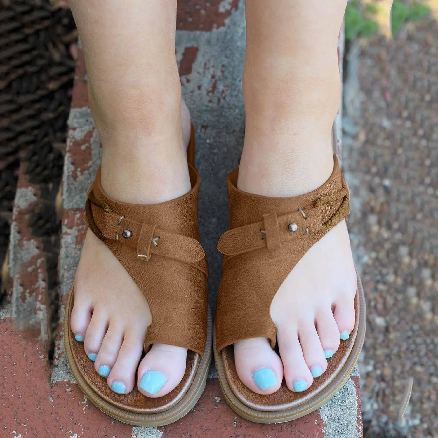 Sandals for Women Dressy,Womens Flat Sandals Open Toe Slippers Flip Flop Shoes Summer Casual Ankle Buckle Strap Sandal