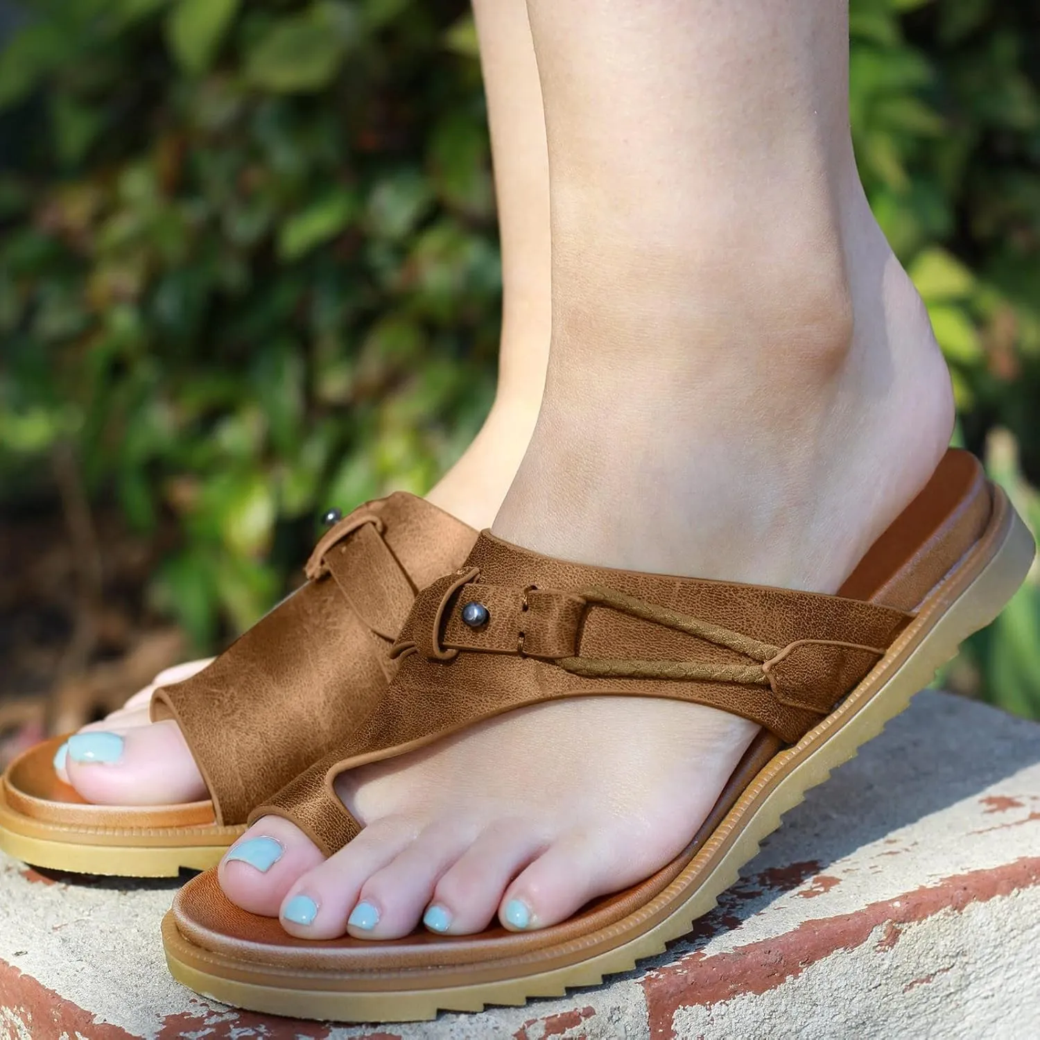 Sandals for Women Dressy,Womens Flat Sandals Open Toe Slippers Flip Flop Shoes Summer Casual Ankle Buckle Strap Sandal