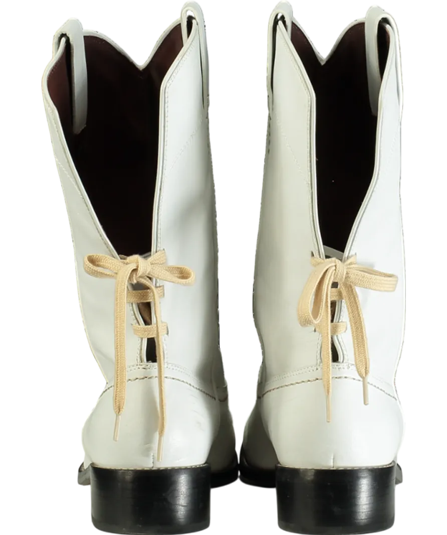 See by Chlo White Leather Western Style Boots Mid Calf UK 8 EU 41 