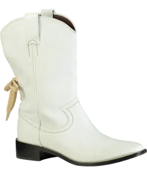 See by Chlo White Leather Western Style Boots Mid Calf UK 8 EU 41 