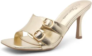 Shoe Land Melrose Women's High Heels Stiletto Heeled Slides, Square Open Toe One Band Slip-On Heeled Mules  Dressy Clear Heeled Sandals for Prom Party Wedding and Vacation