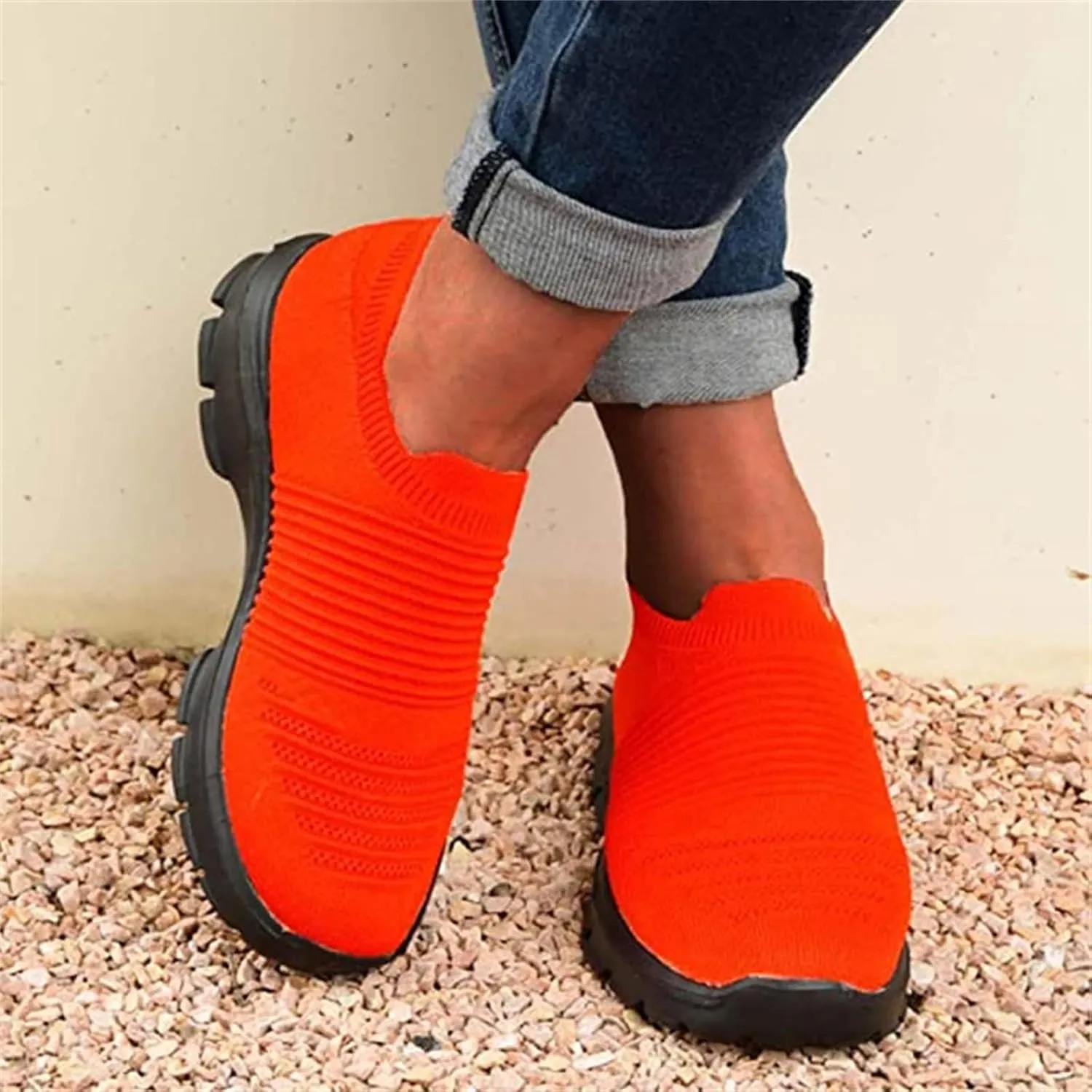 Shoes For Women Trendy Sneakers Walking Shoes Slip on Sock Sneakers Lady Girls Mesh Loafers Fashion Running Tennis Shoes