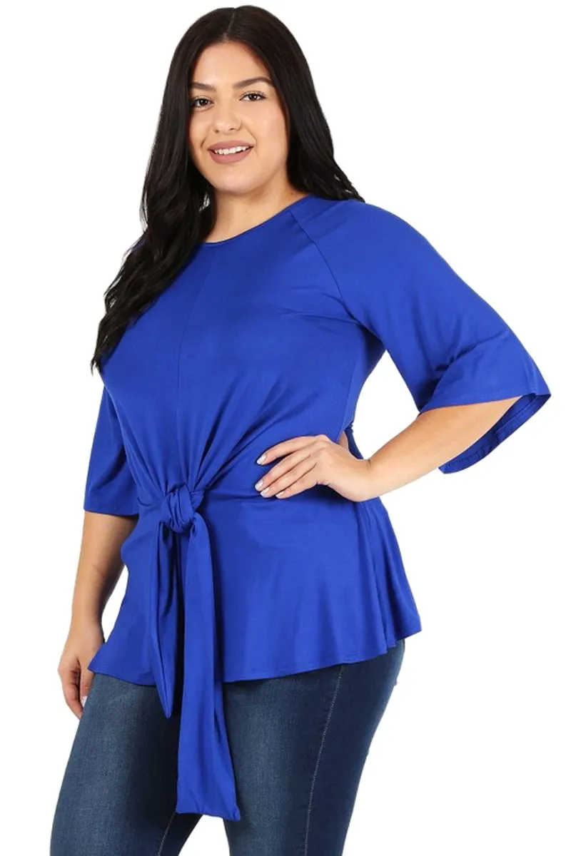 Waist Tie Top Plus Size