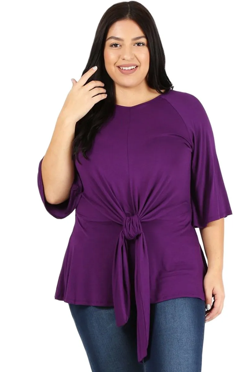 Waist Tie Top Plus Size