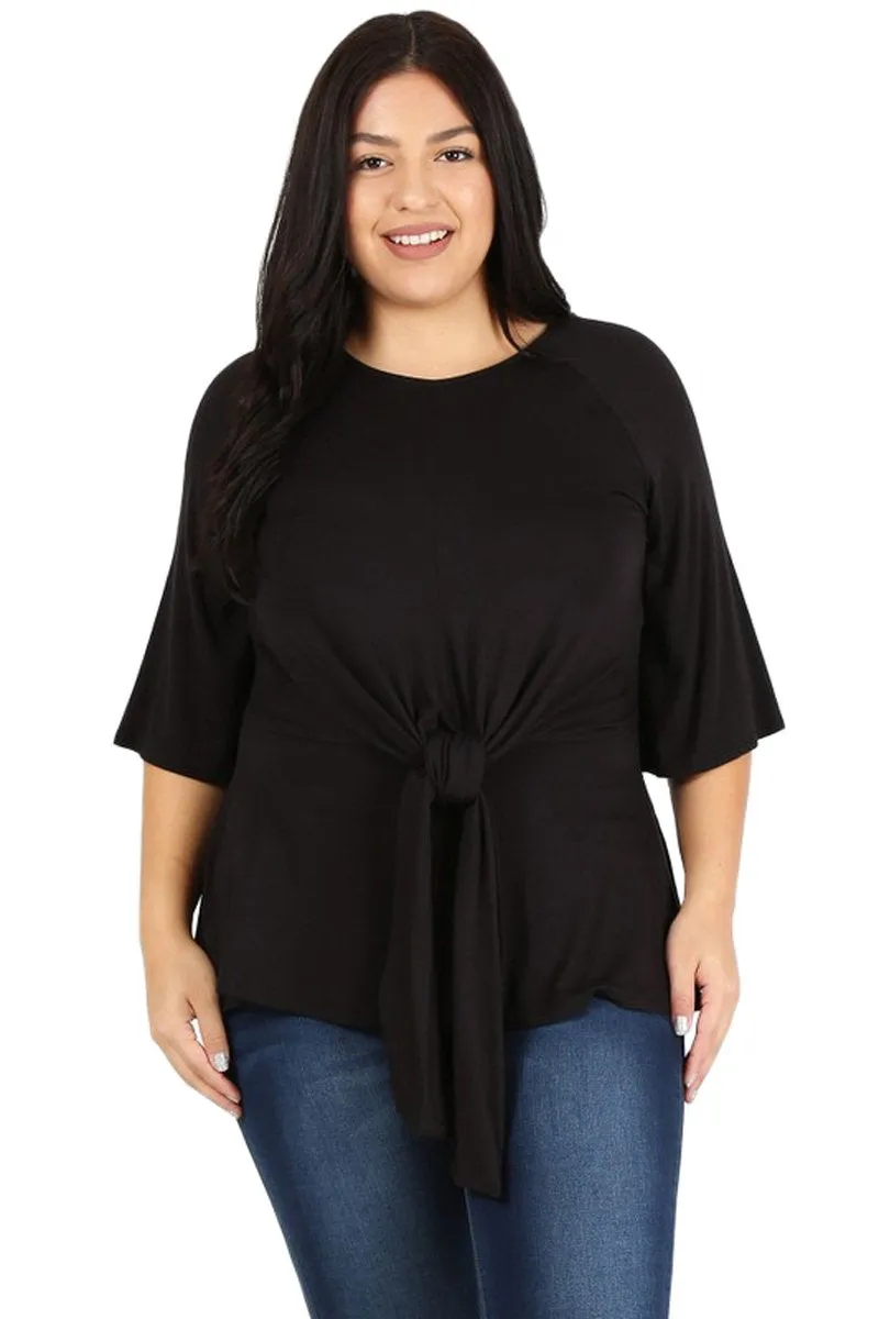 Waist Tie Top Plus Size