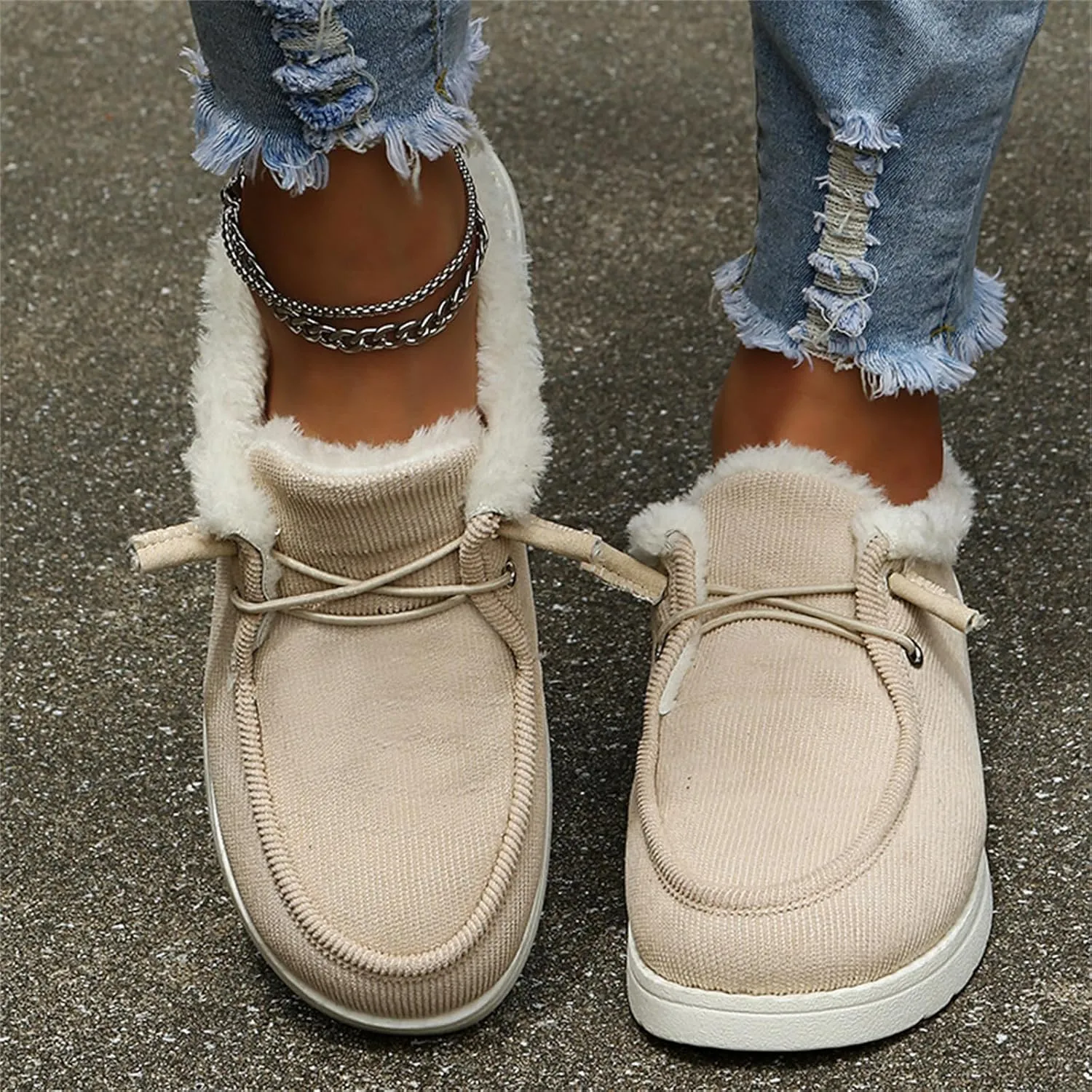 Winter Dress Boots For Women 2024 Warm Snow Fuzzy Ankle Booties Cute Silp On Comfortable Casual Fashion Loafers Shoes