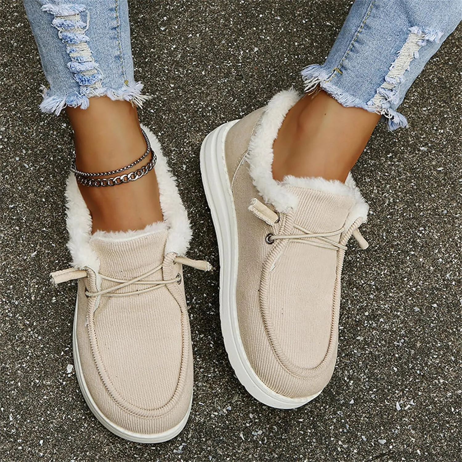 Winter Dress Boots For Women 2024 Warm Snow Fuzzy Ankle Booties Cute Silp On Comfortable Casual Fashion Loafers Shoes