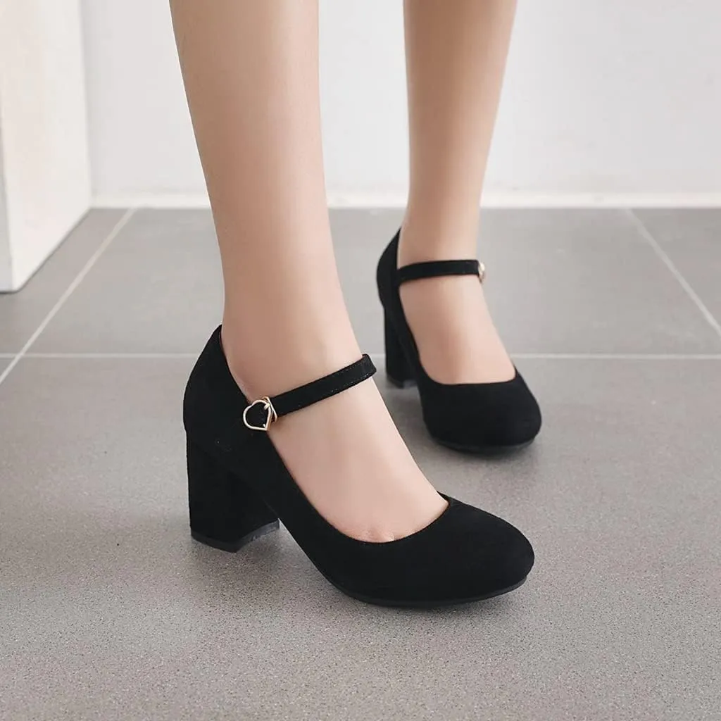Women's Chunky Block Mid Heel Pumps Square Toe Bowknot Suede Comfort Slip-On Work Office Dress Shoes