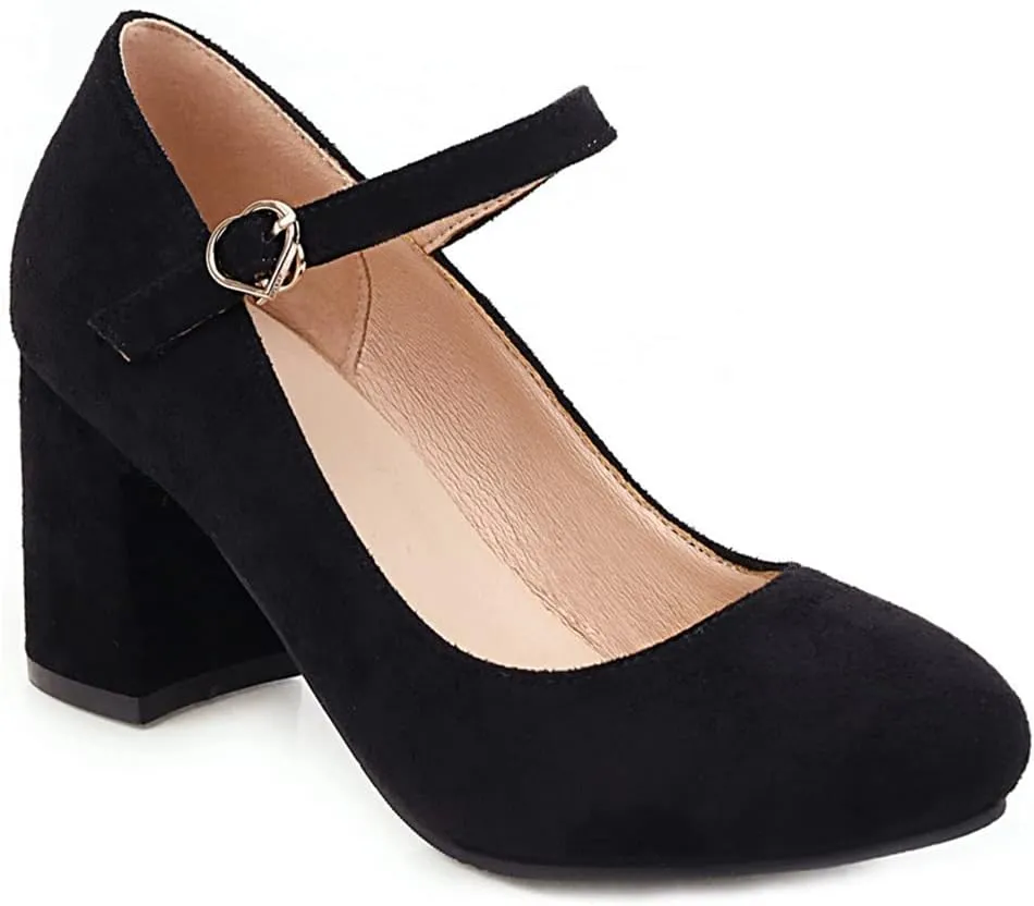 Women's Chunky Block Mid Heel Pumps Square Toe Bowknot Suede Comfort Slip-On Work Office Dress Shoes