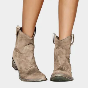 Women's Cowboy Ankle Boots  Pointed Toe  Low Heels  Western Style  PU Leather  Slip-On  Multiple Colours