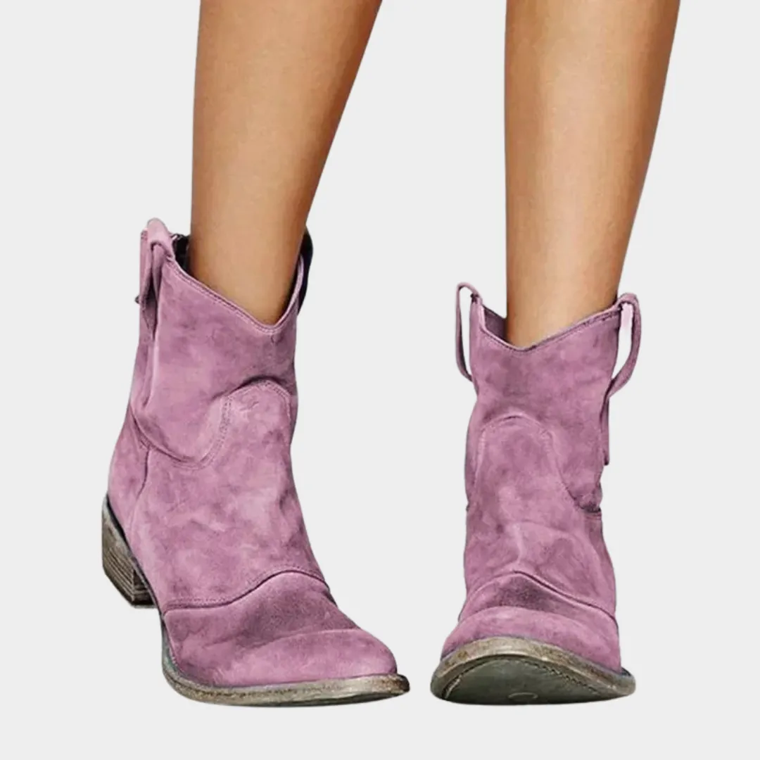 Women's Cowboy Ankle Boots  Pointed Toe  Low Heels  Western Style  PU Leather  Slip-On  Multiple Colours