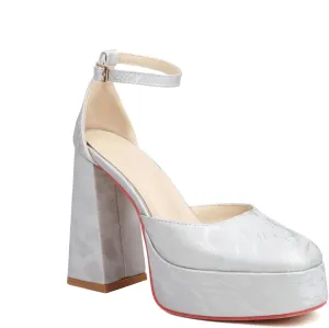 Women's D'Orsay Square Closed Toe Pumps Buckle Ankle Strap Comfort Chunky High Heels Office Concise Cosplay Work Casual Mary Jane Daily Wear Fashion Business Dress Shoes