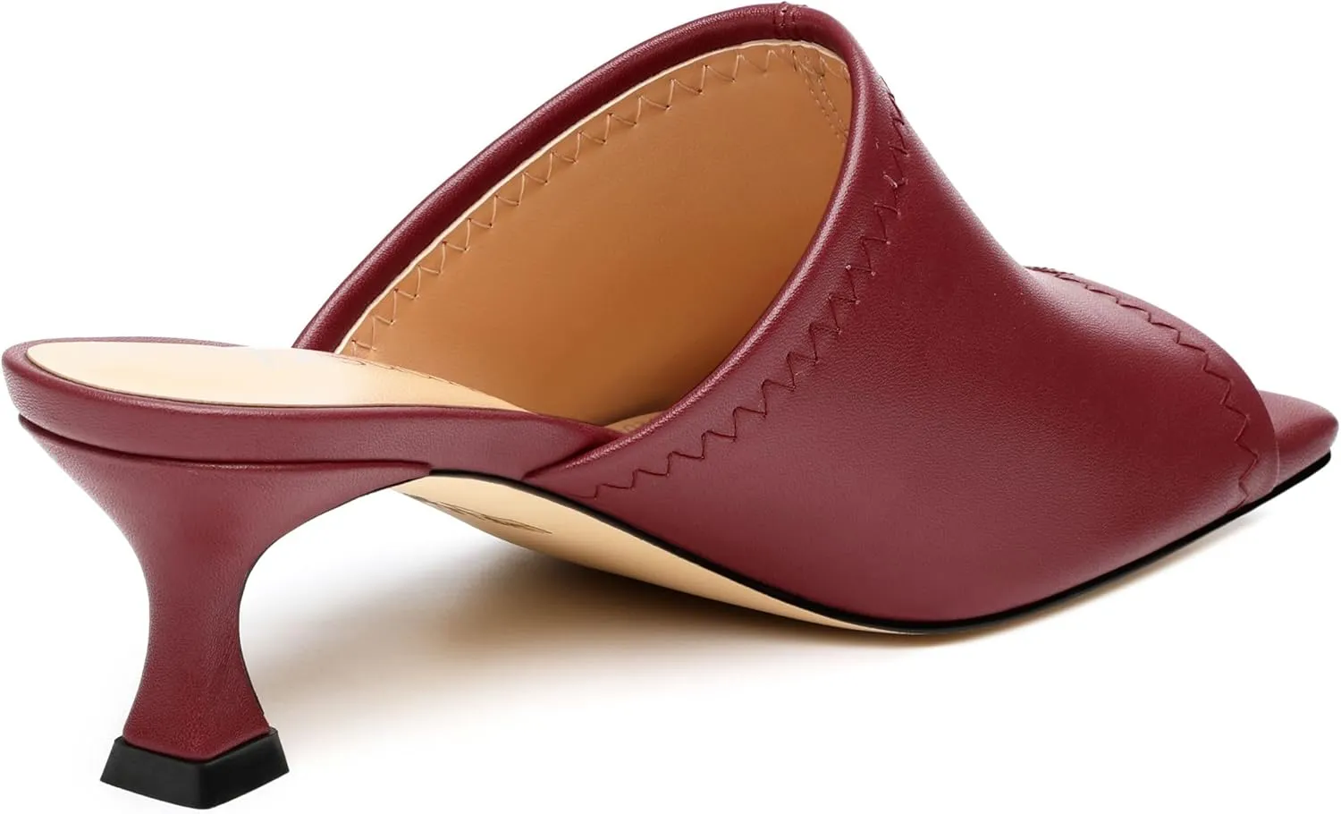 Womens Kitten Heel Open Square Toe Slip-on Sandals Casual Fashion Dress Summer Mules Shoes 2 Inches Heels