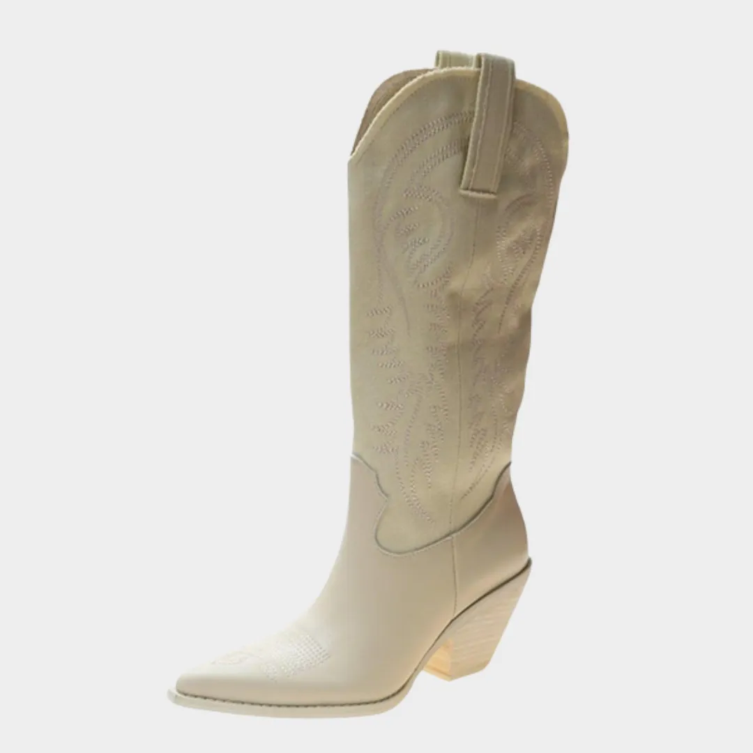 Women's Pointed Toe Ankle Boots  Square Heels  Western Style  Faux Leather  Multiple Colours