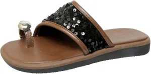 Women's Rhinestone Flat Sandals Women Flip Flops with Clip Toe Open Comfort Walking with Slip On Slide Belts